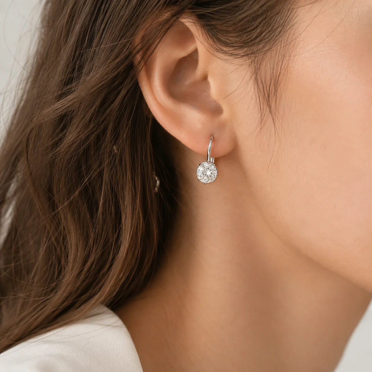 Classic Lab Grown Diamond Earrings, 925 Silver