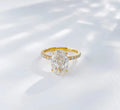 Oval Lab Diamond Ring with Side Stones, 3ct, 18K Gold, IGI Certified