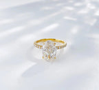 Oval Lab Diamond Ring with Side Stones, 3ct, 18K Gold, IGI Certified