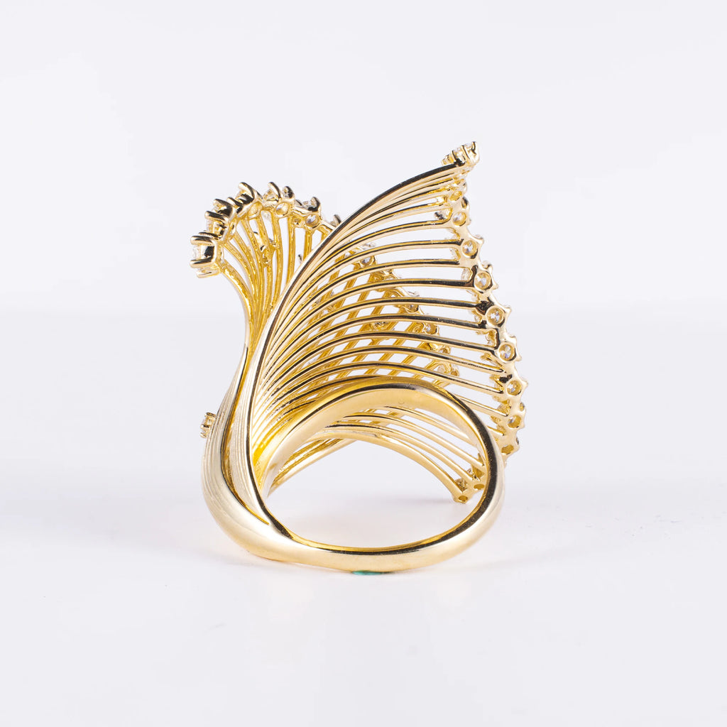 Elegant Wing-Inspired Lab Diamond Ring, 18K Solid Gold