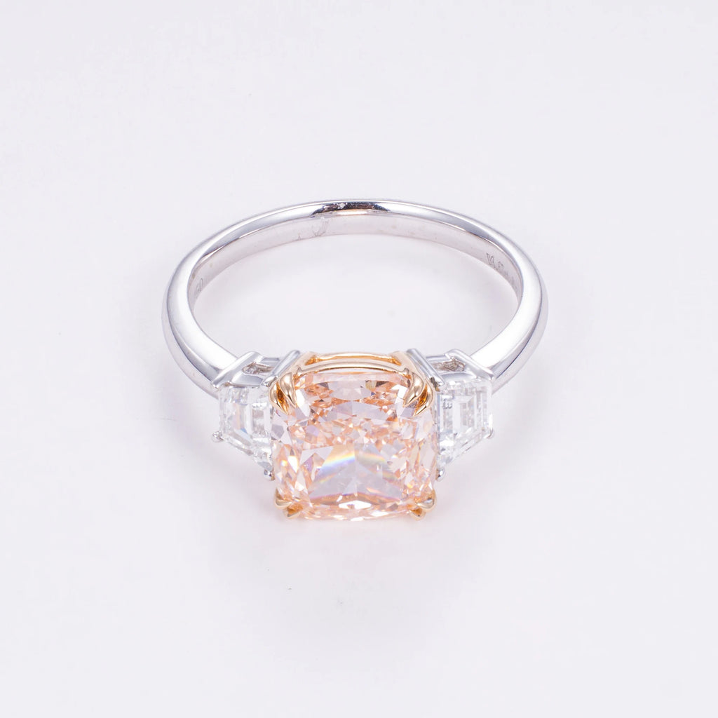 Cushion Cut Fancy Pink Lab Diamond Ring, 18K Gold, IGI Certified