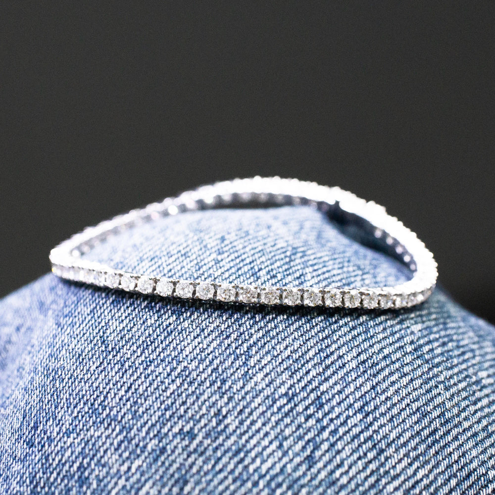 18K Gold Fine Chain Tennis Bracelet with Lab Diamonds