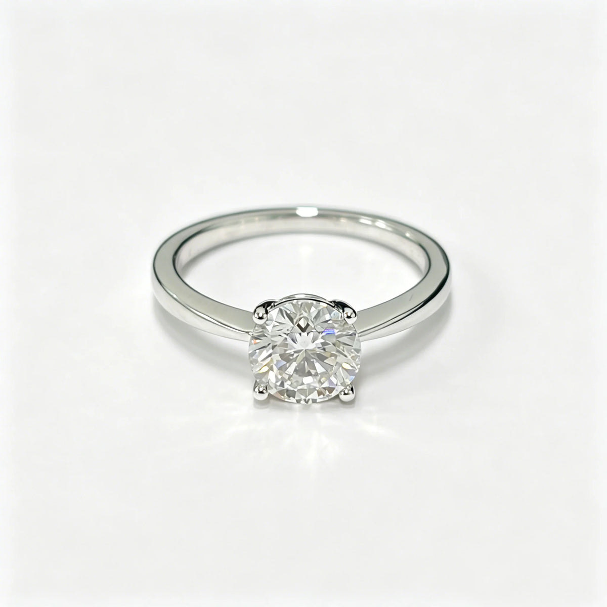 Round Lab Grown Diamond Ring, 925 Silver, D Colour