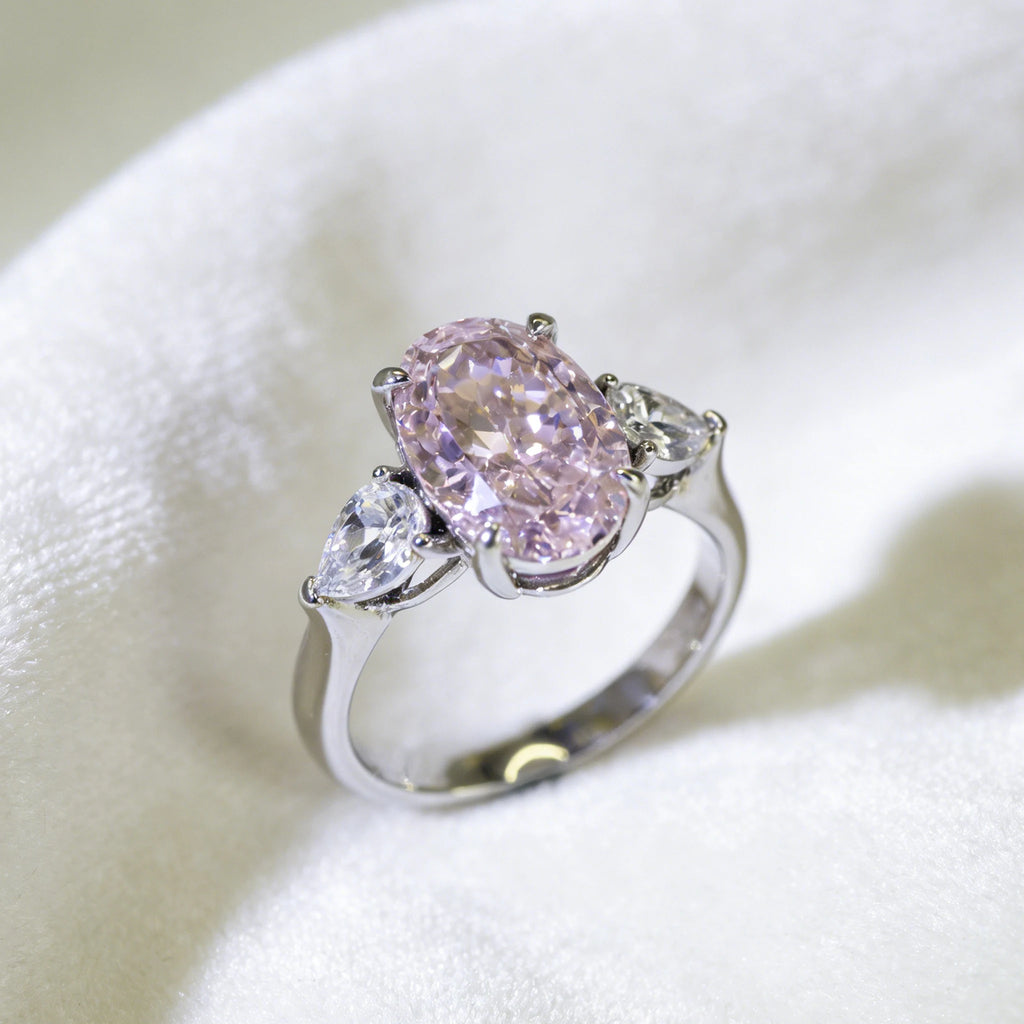 Custom Oval Pink Lab Diamond Ring, 18K Gold, IGI Certified