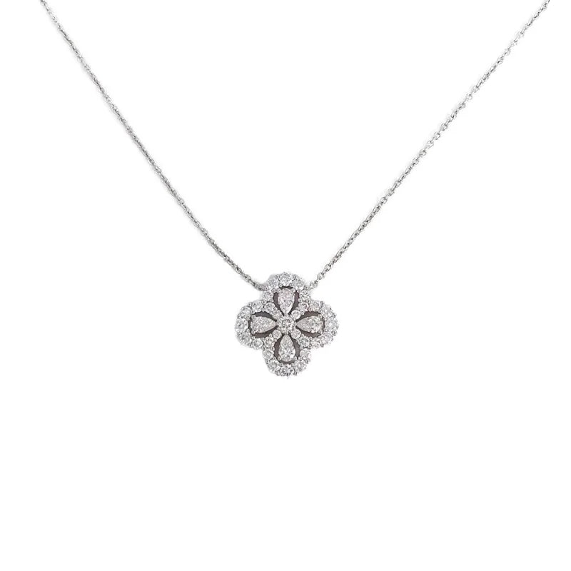 Four Leaf Clover Lab Grown Diamond Necklace, 18K Gold, IGI Certified