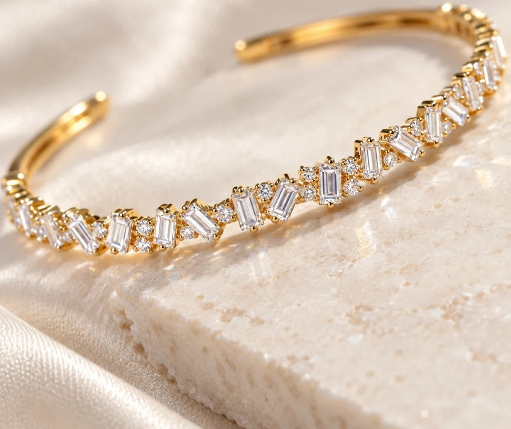 18K Gold Tennis Bracelet with Lab-Grown Diamonds, Emerald Cut