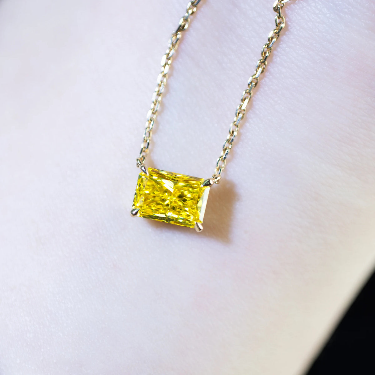 1.13ct Fancy Square Lab Grown Diamond Necklace, 18K Gold