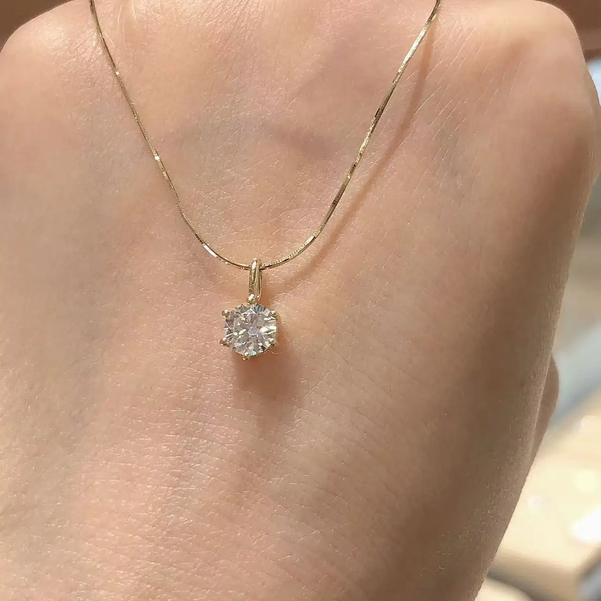 1ct Round Cut Lab Diamond Necklace, 18K Gold, IGI Certified