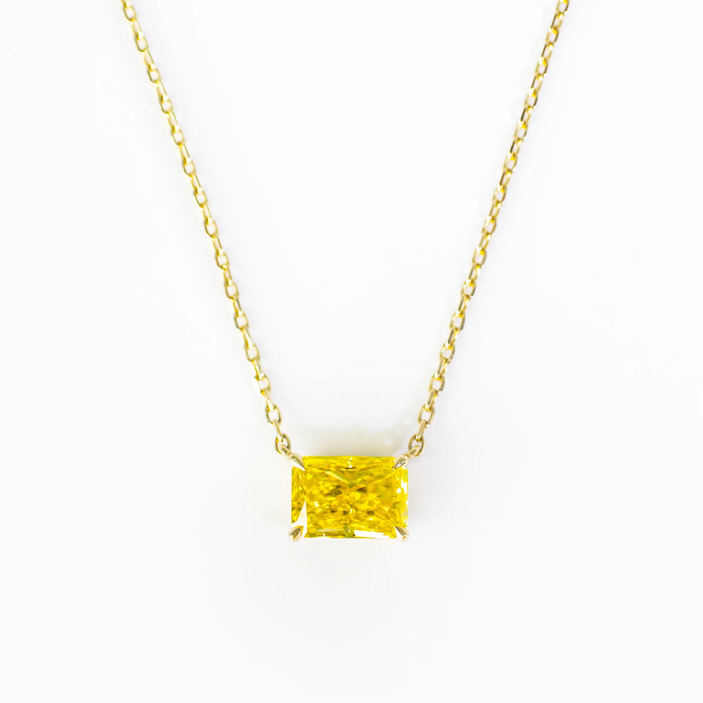 1.13ct Fancy Square Lab Grown Diamond Necklace, 18K Gold