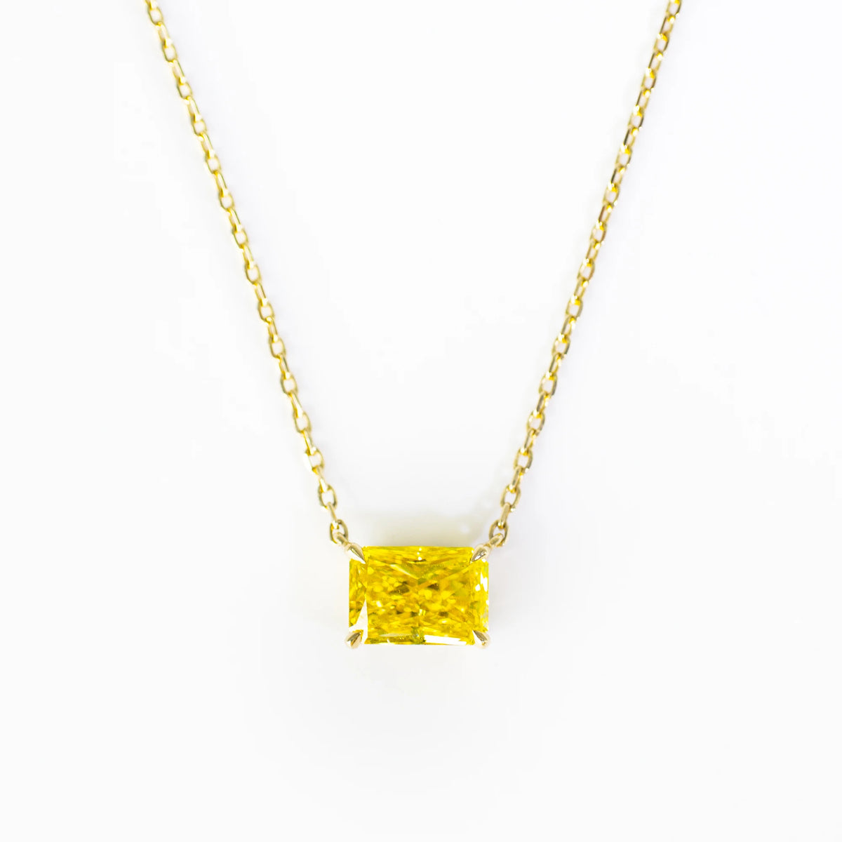 1.13ct Fancy Square Lab Grown Diamond Necklace, 18K Gold