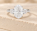 High Quality Oval Cut Lab Diamond Ring with Side Stones, 18K Gold, IGI Certified