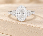 High Quality Oval Cut Lab Diamond Ring with Side Stones, 18K Gold, IGI Certified