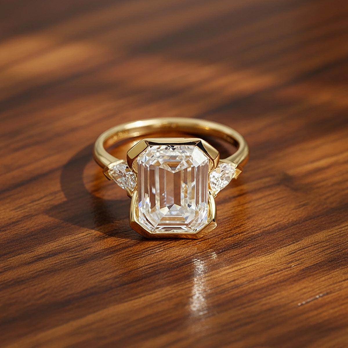 3ct Emerald Cut Lab Diamond Ring, 18K Gold, IGI Certified
