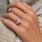 Pear Cut Fancy Pink Lab Diamond Ring, 18K Solid Gold, IGI Certified