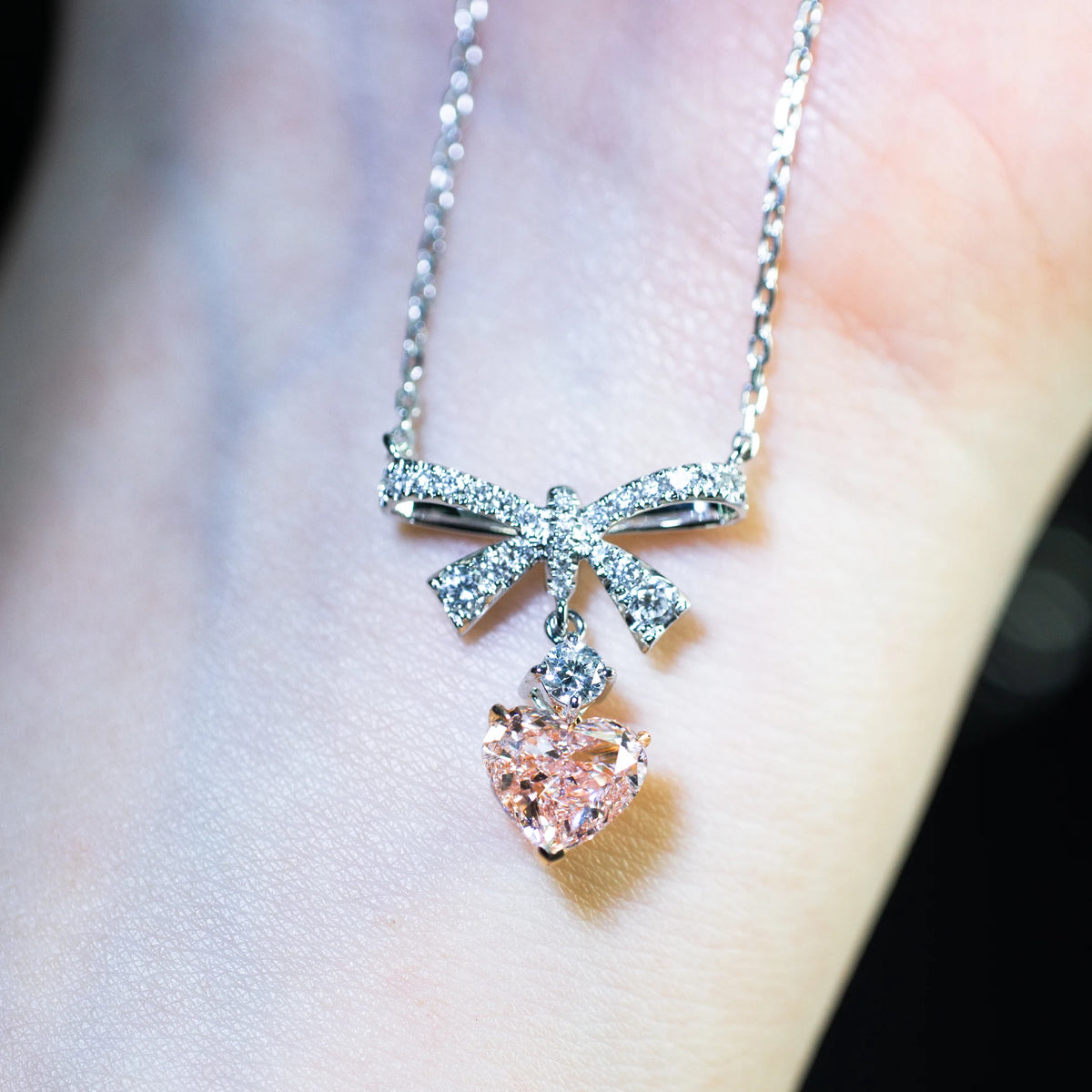 Heart Cut Lab Grown Diamond Necklace, 18K Gold