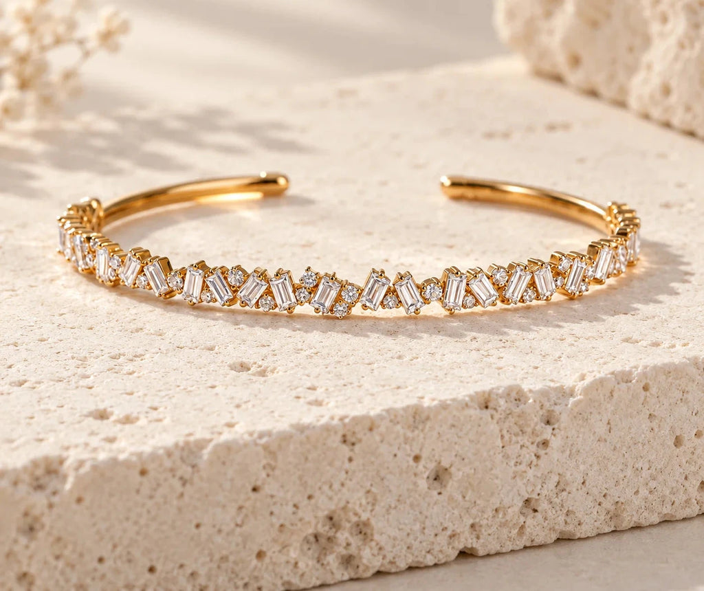 18K Gold Tennis Bracelet with Lab-Grown Diamonds, Emerald Cut
