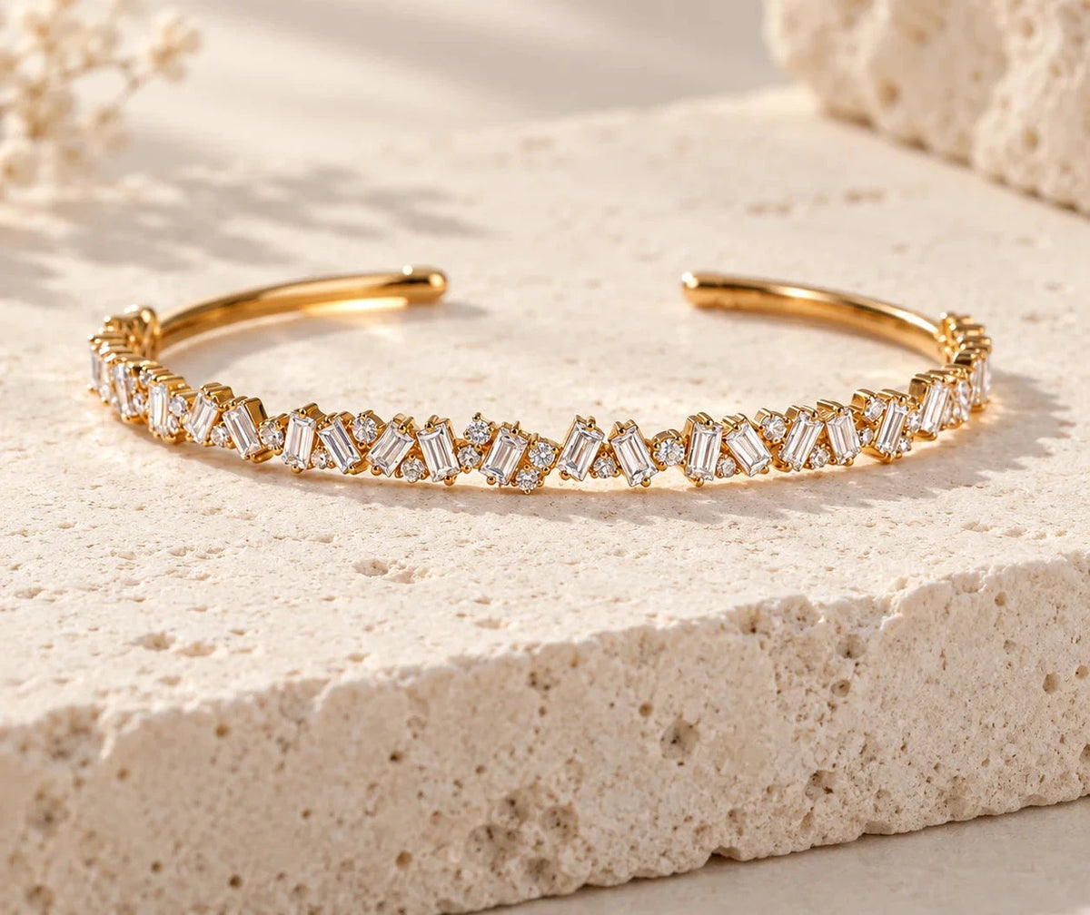 18K Gold Tennis Bracelet with Lab-Grown Diamonds, Emerald Cut