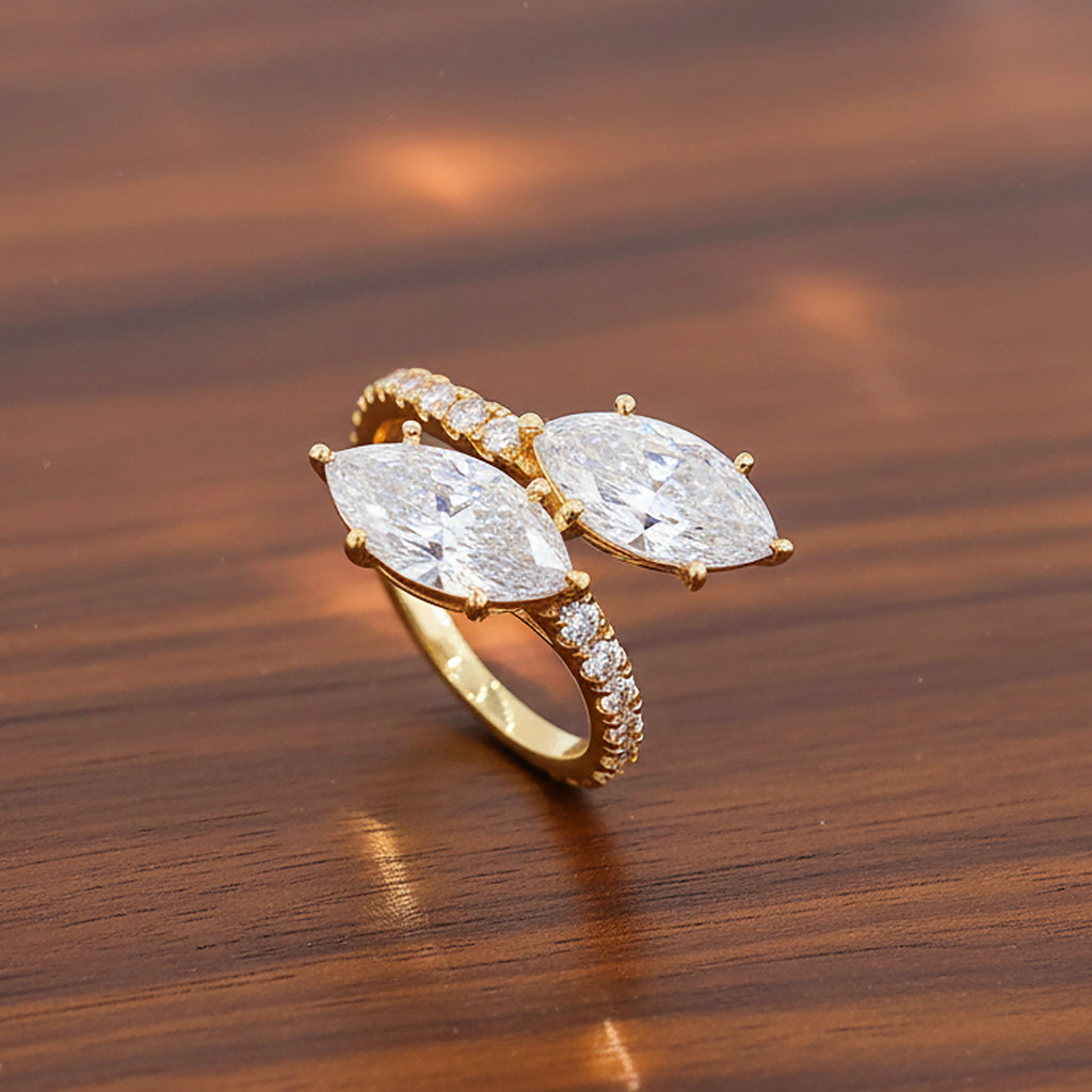 Marquise Cut VVS Lab Diamond Ring, 2.1ct, 18K Gold, IGI Certified