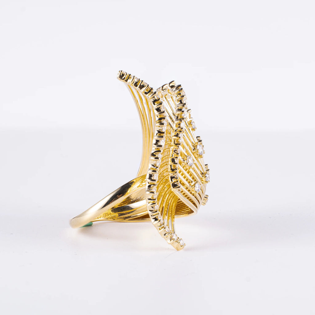 Elegant Wing-Inspired Lab Diamond Ring, 18K Solid Gold