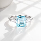Asscher Cut Fancy Blue Lab Diamond Ring, 18K Gold, IGI Certified