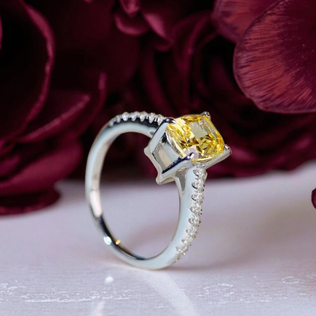 Radiant Cut Lab Diamond Ring, 18K Gold, IGI Certified
