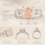 Fancy Pink Lab Diamond Ring with Side Stones, Cushion Cut, 925 Silver