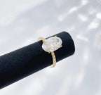 Oval Lab Diamond Ring with Side Stones, 3ct, 18K Gold, IGI Certified