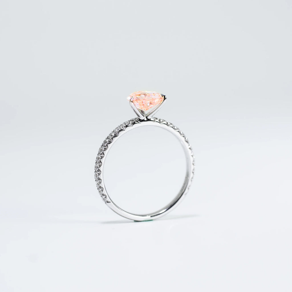 Heart Cut Lab Diamond Ring, 18K Gold, IGI Certified