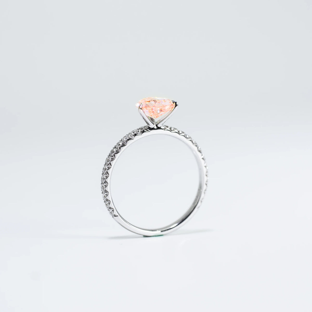Heart Cut Lab Diamond Ring, 18K Gold, IGI Certified