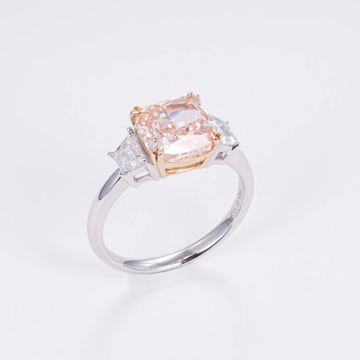 Cushion Cut Fancy Pink Lab Diamond Ring, 18K Gold, IGI Certified
