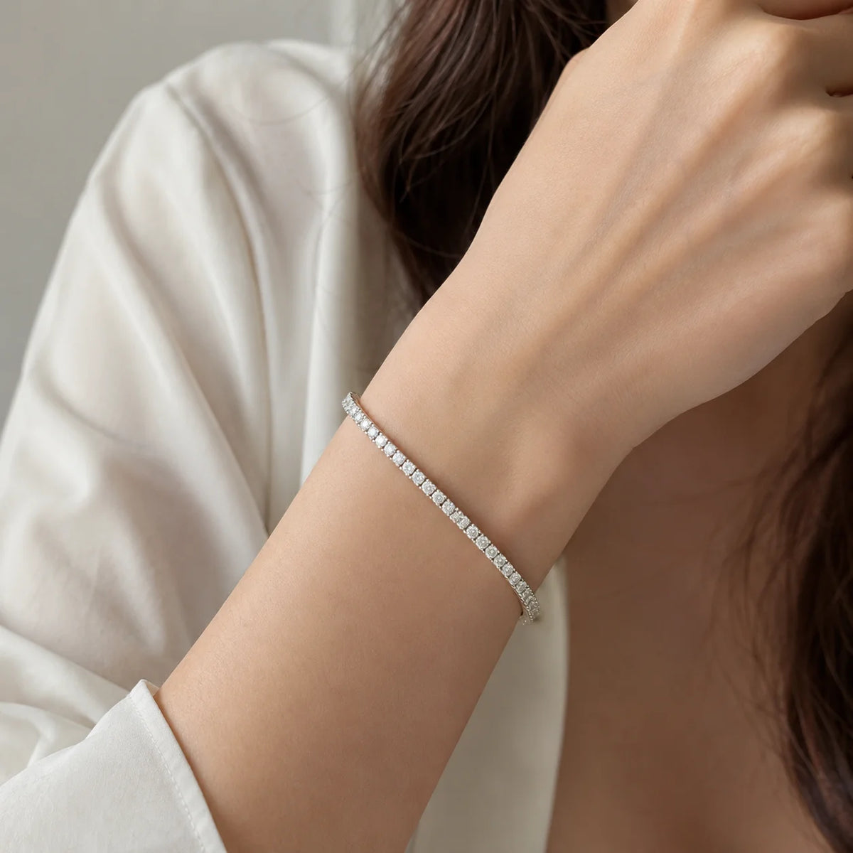 Lab Grown Diamond Bracelet, 925 Silver