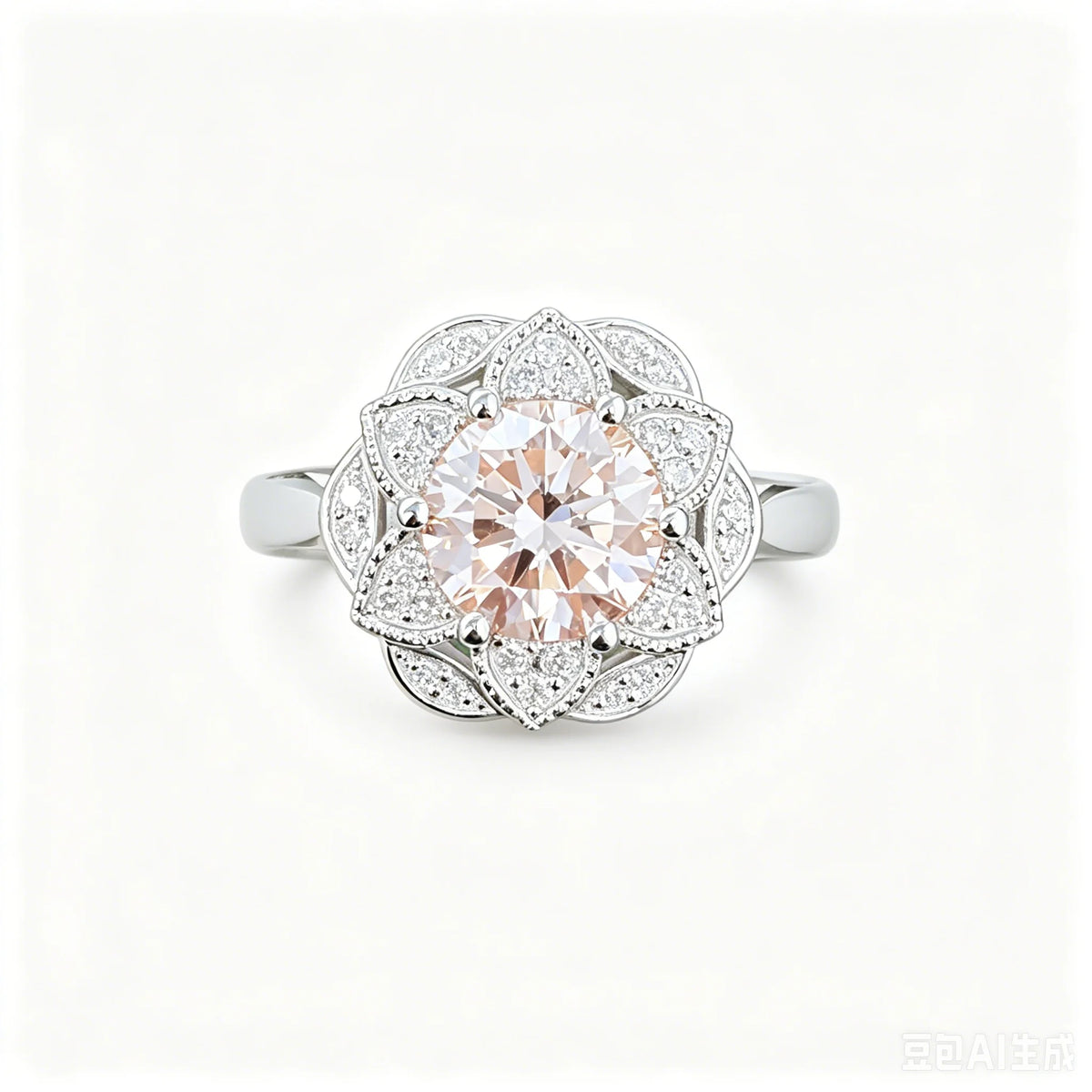 Pink Lab Grown Diamond Ring with Side Stones, Cushion Cut, 2–2.2ct, 925 Silver