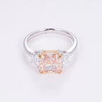 Cushion Cut Fancy Pink Lab Diamond Ring, 18K Gold, IGI Certified