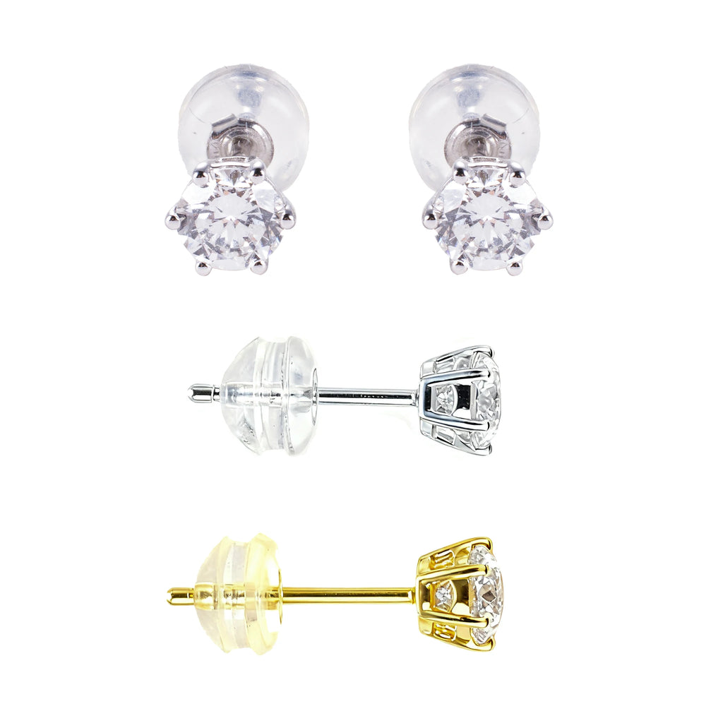 14K Solid Gold Lab Grown Diamond Stud Earrings, Round Brilliant Cut