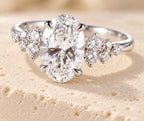 Elegant Oval Lab Diamond Ring with Side Stones, 1.7ct, 18K Gold, IGI Certified