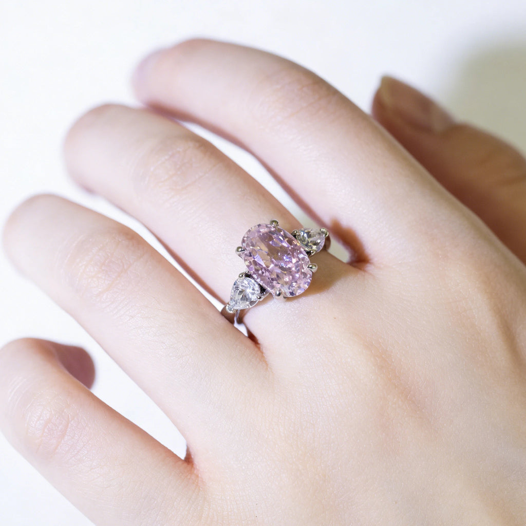 Custom Oval Pink Lab Diamond Ring, 18K Gold, IGI Certified