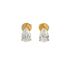 1ct Pear Cut Lab Grown Diamond Stud Earrings, 18K Gold