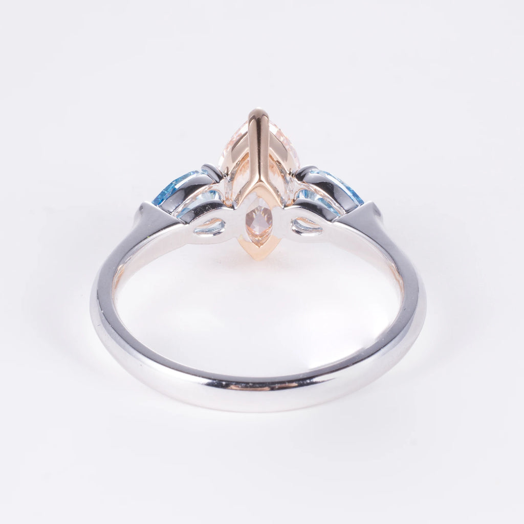 Marquise Cut Fancy Pink Lab Diamond Ring, 18K Gold, IGI Certified