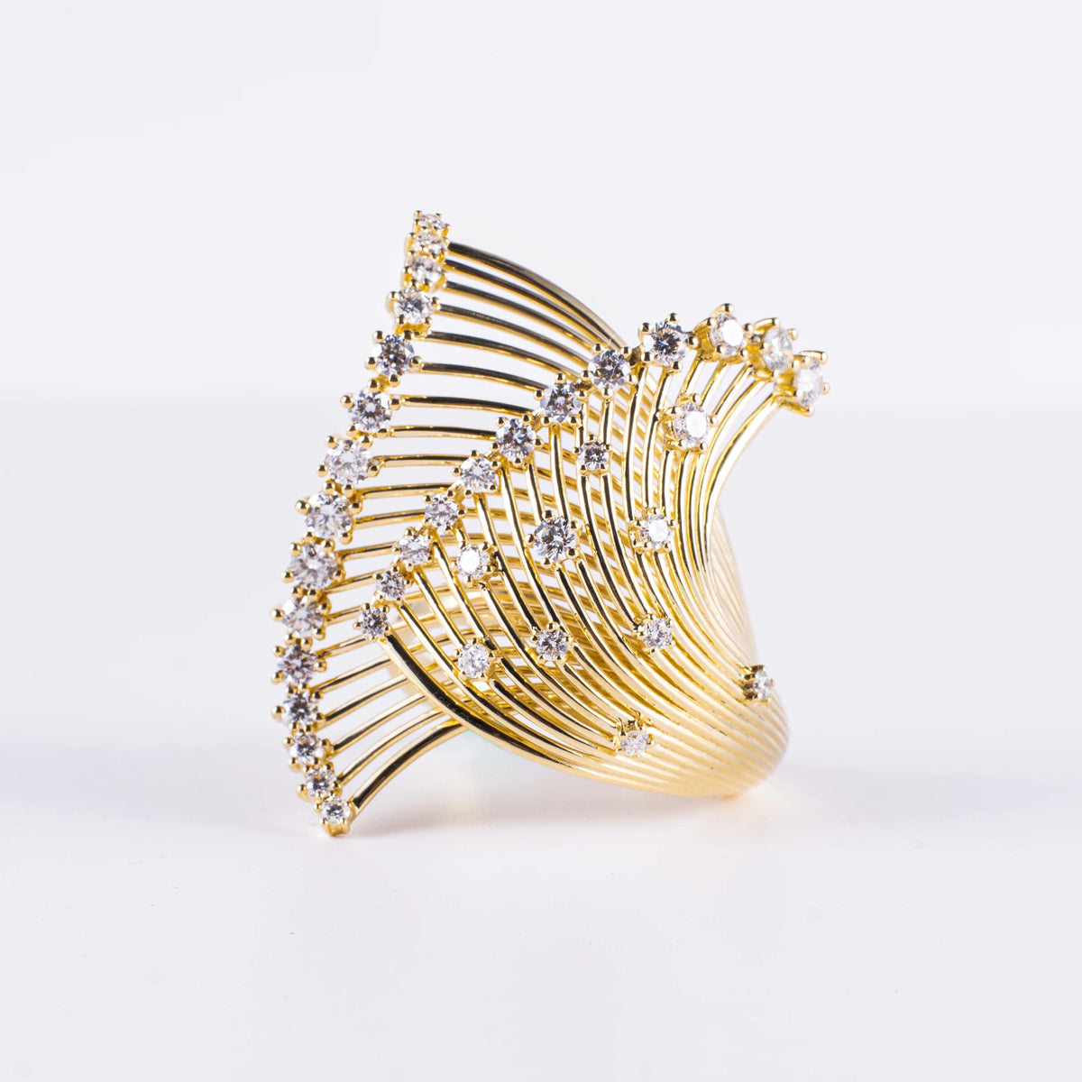 Elegant Wing-Inspired Lab Diamond Ring, 18K Solid Gold