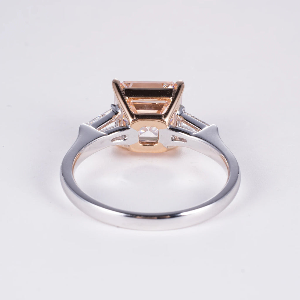 Asscher Cut Fancy Pink Lab Diamond Ring, 18K Gold, IGI Certified