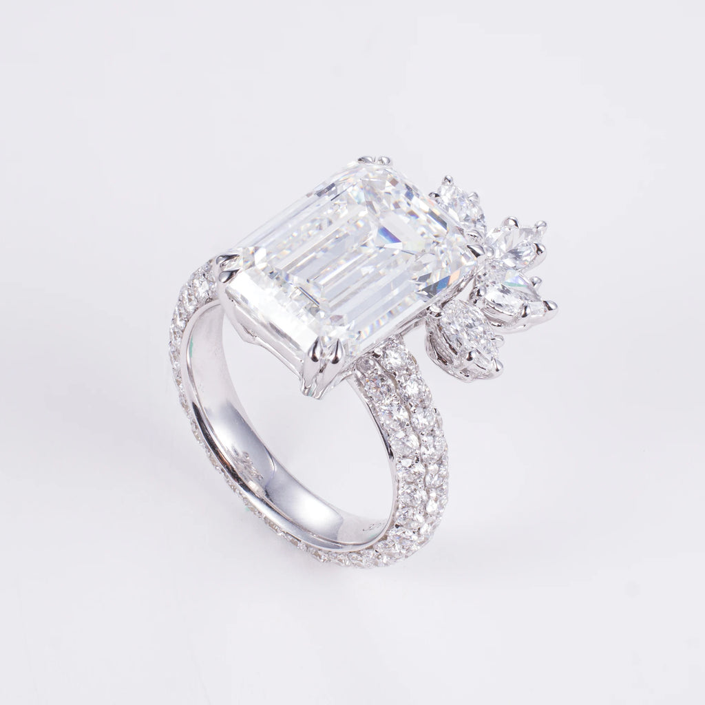 8ct Emerald Cut Lab Diamond Ring, 18K Gold, IGI Certified