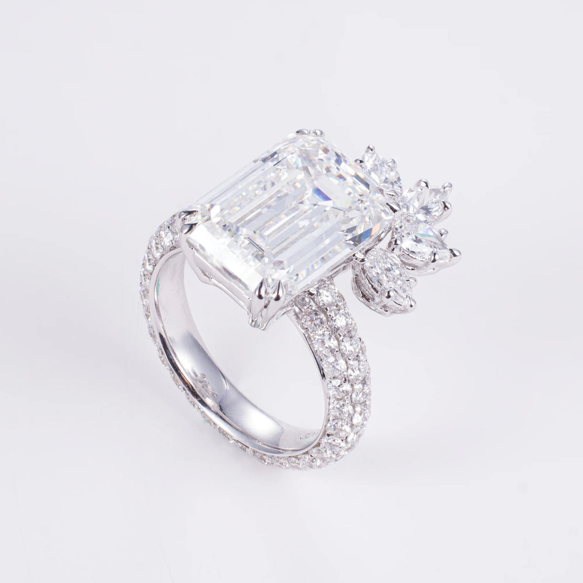 8ct Emerald Cut Lab Diamond Ring, 18K Gold, IGI Certified