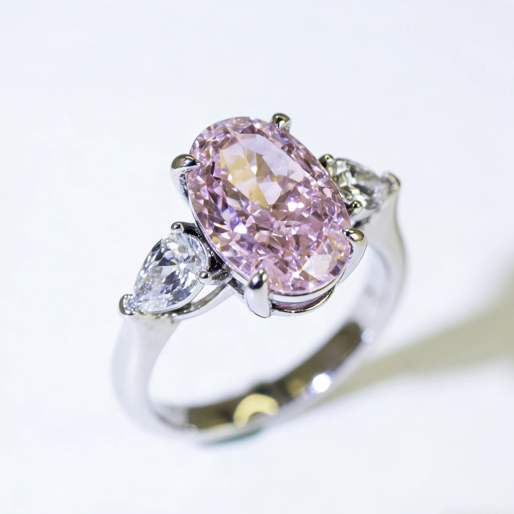 Custom Oval Pink Lab Diamond Ring, 18K Gold, IGI Certified