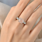 Fancy Pink Lab Diamond Ring with Side Stones, Cushion Cut, 925 Silver