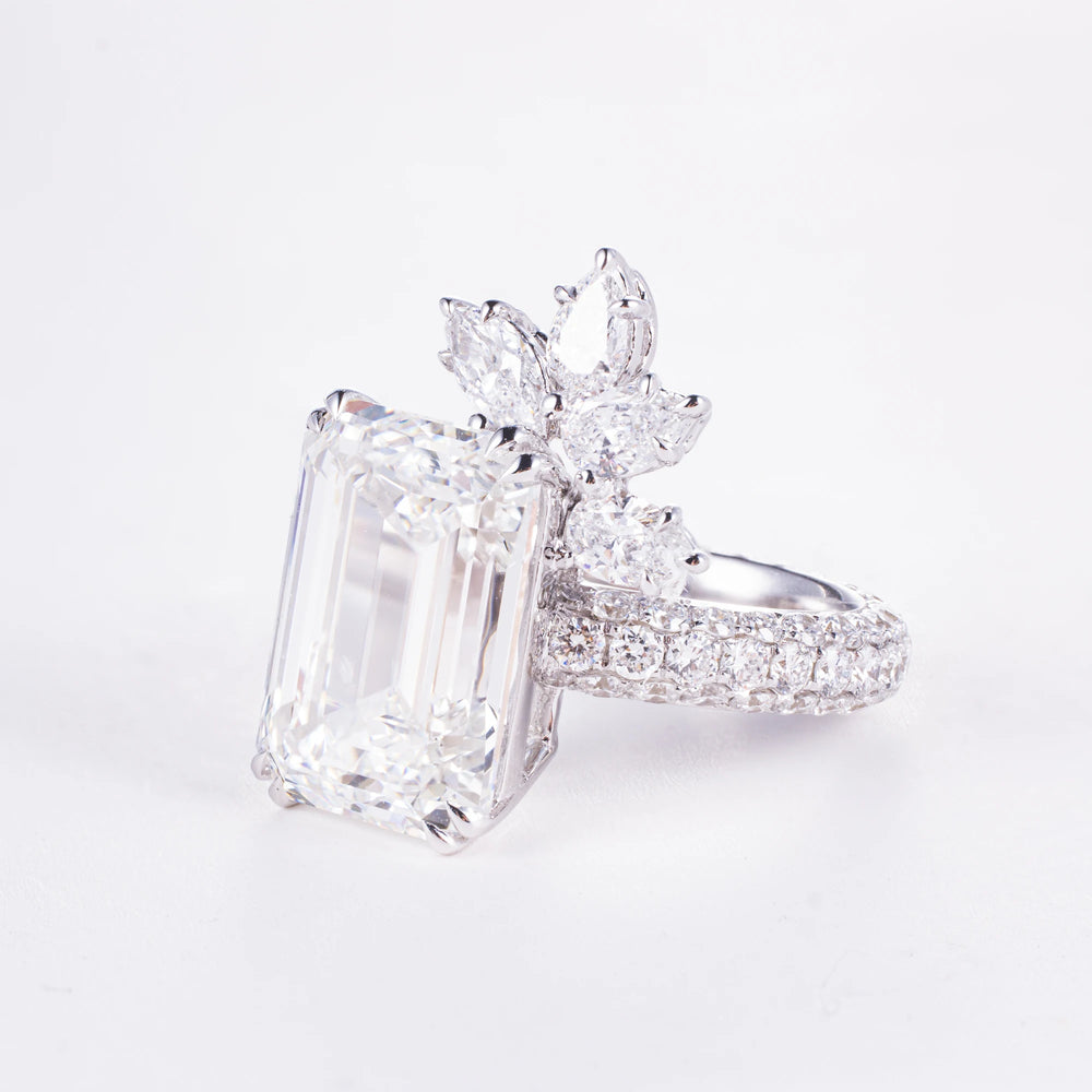 8ct Emerald Cut Lab Diamond Ring, 18K Gold, IGI Certified