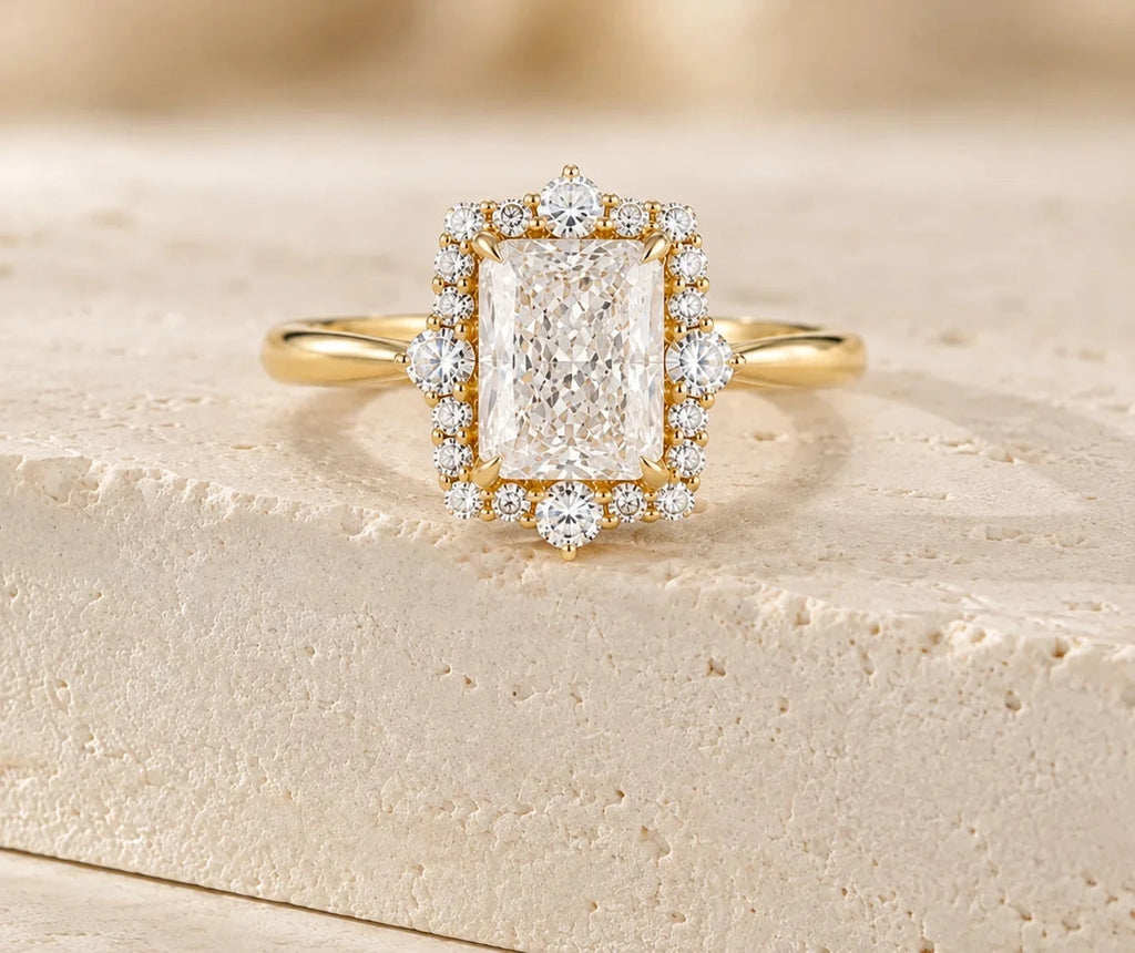 Radiant Cut VVS Lab Diamond Ring, 18K Gold, IGI Certified