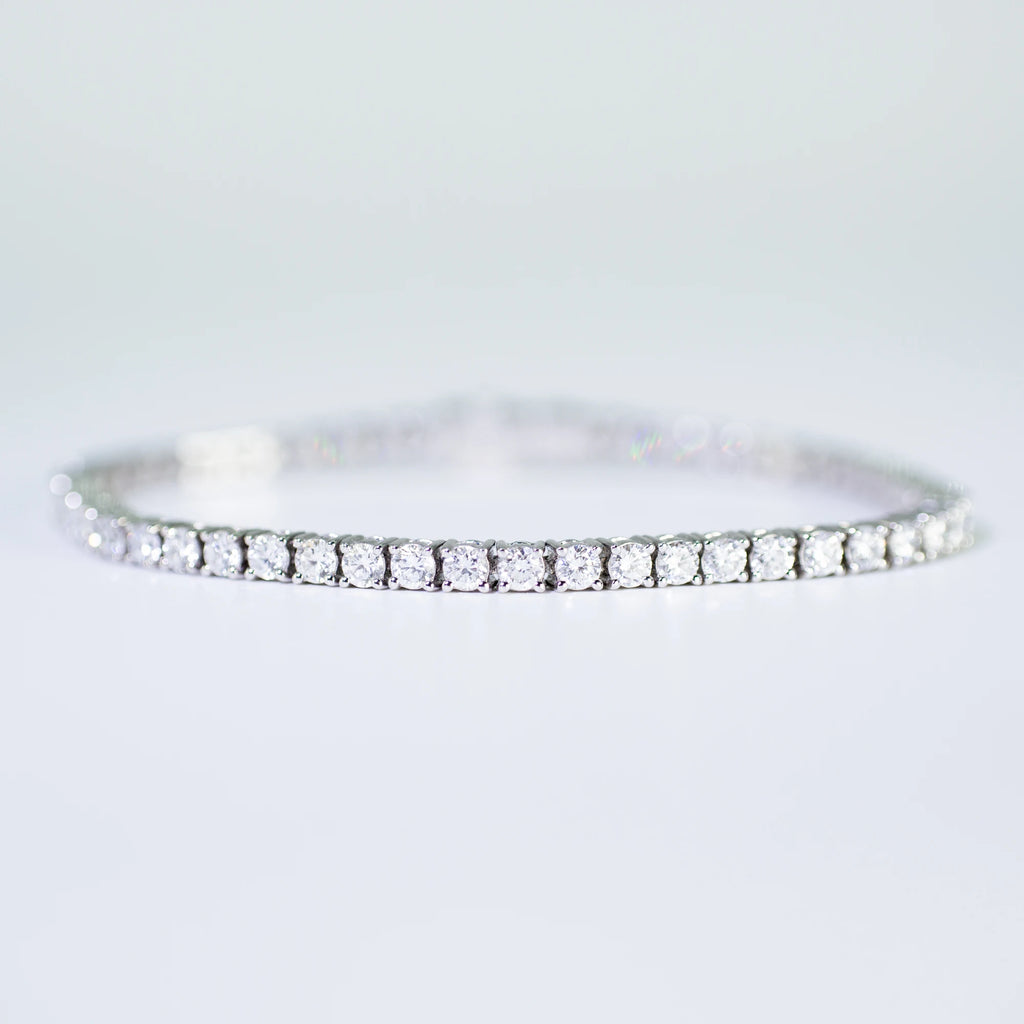 18K Gold Fine Chain Tennis Bracelet with Lab Diamonds
