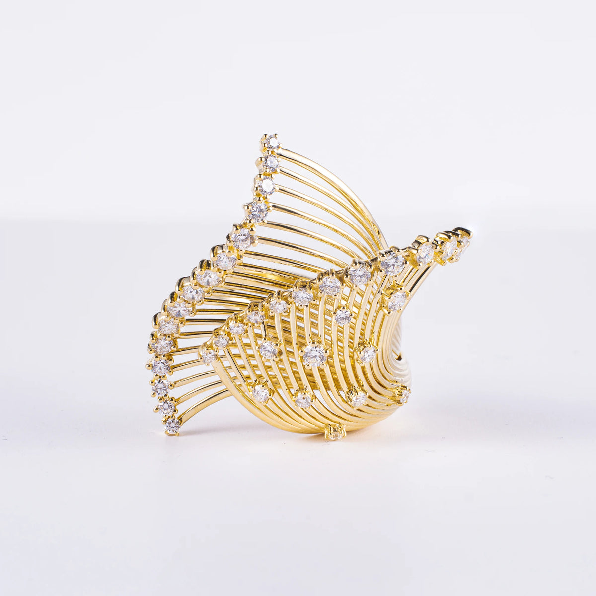 Elegant Wing-Inspired Lab Diamond Ring, 18K Solid Gold