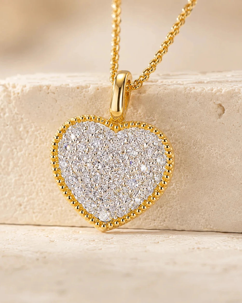 Heart-Inspired Lab Grown Diamond Necklace, 18K Solid Gold