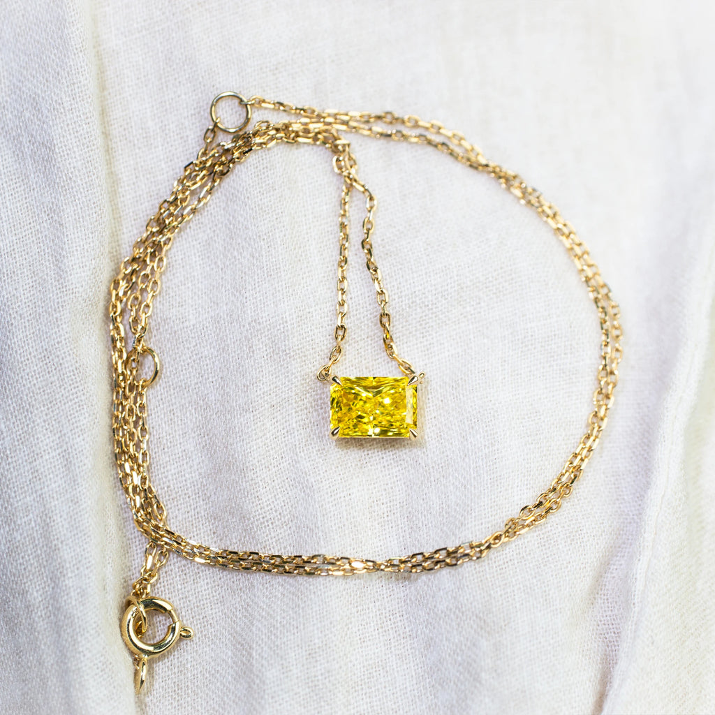 1.13ct Fancy Square Lab Grown Diamond Necklace, 18K Gold
